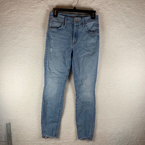 Mother Women's The Looker Ankle Step Fray Hem Distressed‎ Skinny Jeans Size 26 - Picture 1 of 12